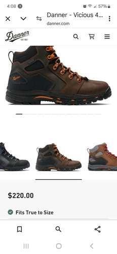 Stivali da lavoro Danner uomo 4,5" Vicious impermeabili punta regolare marrone taglia 9D - Foto 7 di 8