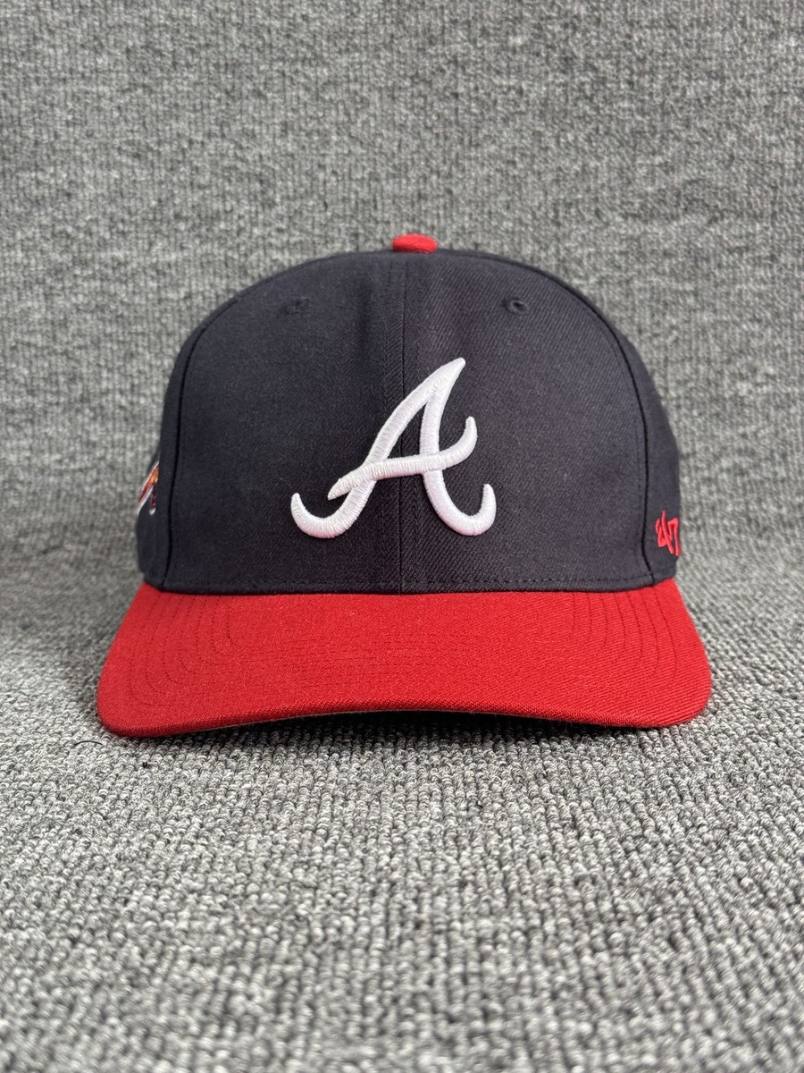 '47 Brand Atlanta Braves MLB Snapback Hat Navy Red Tomahawk Side Patch