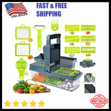 15-In-1 Vegetable Fruit Chopper Cutter Food Onion Veggie Dicer Slicer Kitchen US