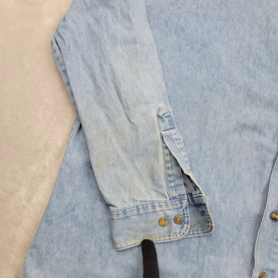 Camisa Dickies Hombres 2XL Azul Denim Abotonada Ropa de Trabajo Bolsillo Occidental Camionero Pesada Foto 4 de 4