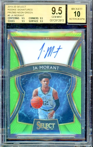 2019 Select Rookie Signatures Neon Green #RSJMT Ja Morant /49 RC AUTO BGS 9.5