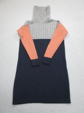 Madewell Sweater Dress Womens 2XS Colorblock Turtleneck Wool Knit Gray Navy Rust