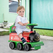NNECW 6V Electric Kids Ride On Train Toy with Track &amp; 6 Wheels-Green