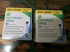 OneTouch Ultra Plus Test Strips 2 Pack NEW SEALED 60ct Bundle Glucose Diabetic