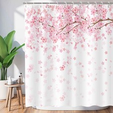 JAWO Floral Shower Curtain for Bathroom, Spring Flowers Cherry Blossom Cherry...