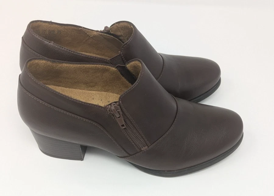 Natural Soul By Naturalizer Shoes Women's Sz 8.5 Brown Shootie Heeled Zip - Image 3 of 4