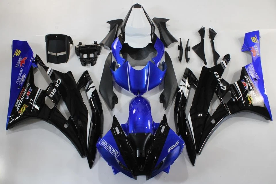 Kit de carenado azul negro stock EE. UU. apto para Yamaha YZF-600 R6 2006 2007 06 07 Foto 2 de 4