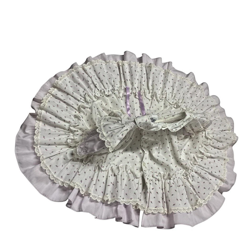 Vestido Vintage Bryan Círculo Completo con Delantal 18 Meses Bebé Niña Púrpura Blanco Foto 2 de 4