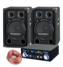 Pack Enceintes Hautparleur Systeme DJ PA Amplificateur Cable Mp3 USB SD EQ 800W