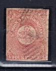 Newfoundland 1857 4p Scarlet ver. Scott #4 Used Perfect signed