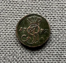 RARE! 1 GROSZ 1772 Poland Stanislaw August Poniatowski Copper Orig Antique Coin