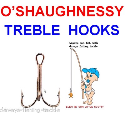 10 TREBLE HOOKS SIZE FOR SEA FISHING LURE PIKE SNAP TACKLE RIGS PLUGS  SPOONS UK - Main Image