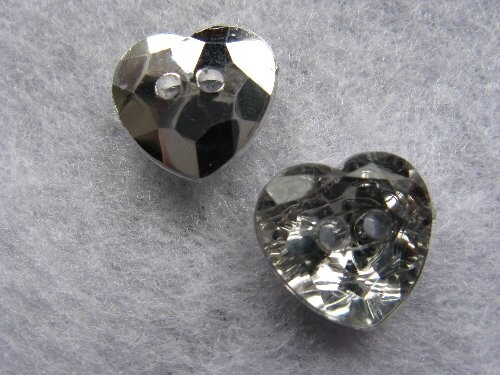 10 Schmuck Strass Knopf Knöpfe Herz ca.12mm Crystal Aufnähsteine - Bild 2 von 3