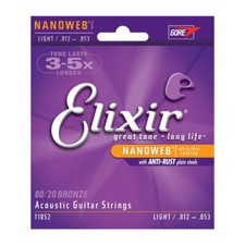 Elixir Nanoweb 80/20 Bronze Acoustic Guitar Strings (.012 - .053)