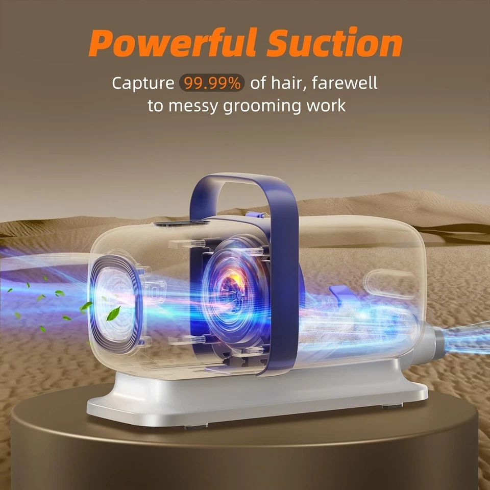 Kit de aseo para perros con aspiradora, cortadora de pelo y cepillo para la muda Foto 3 de 4