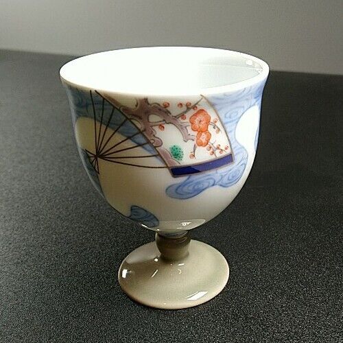 Taza de sake japonesa Fukagawa Fans Montaje Fuji 8 cm de alto 深川製 - Imagen 3 de 15