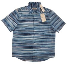  128 Tommy Bahama Men's, Bahama Coast Ripple Tides Camp Shirt , Blue Canal, M