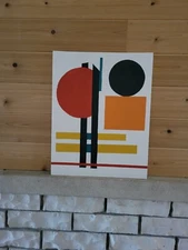  Modernist, Geometric  Abstract Painting Mid Century Modern Style , Original 