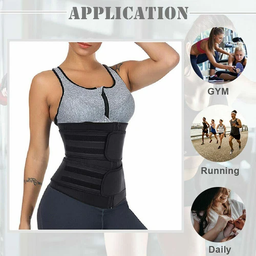 Women's Sports & Fitness Sweat Waist Trainer Body Shaper Tummy Control Belt Gym - Picture 5 of 24
