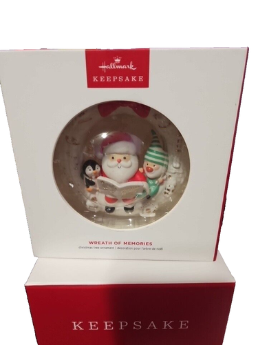 2024 Hallmark Wreath of Memories Porcelain 14k Gold Ornament NIB - Picture 10 of 14