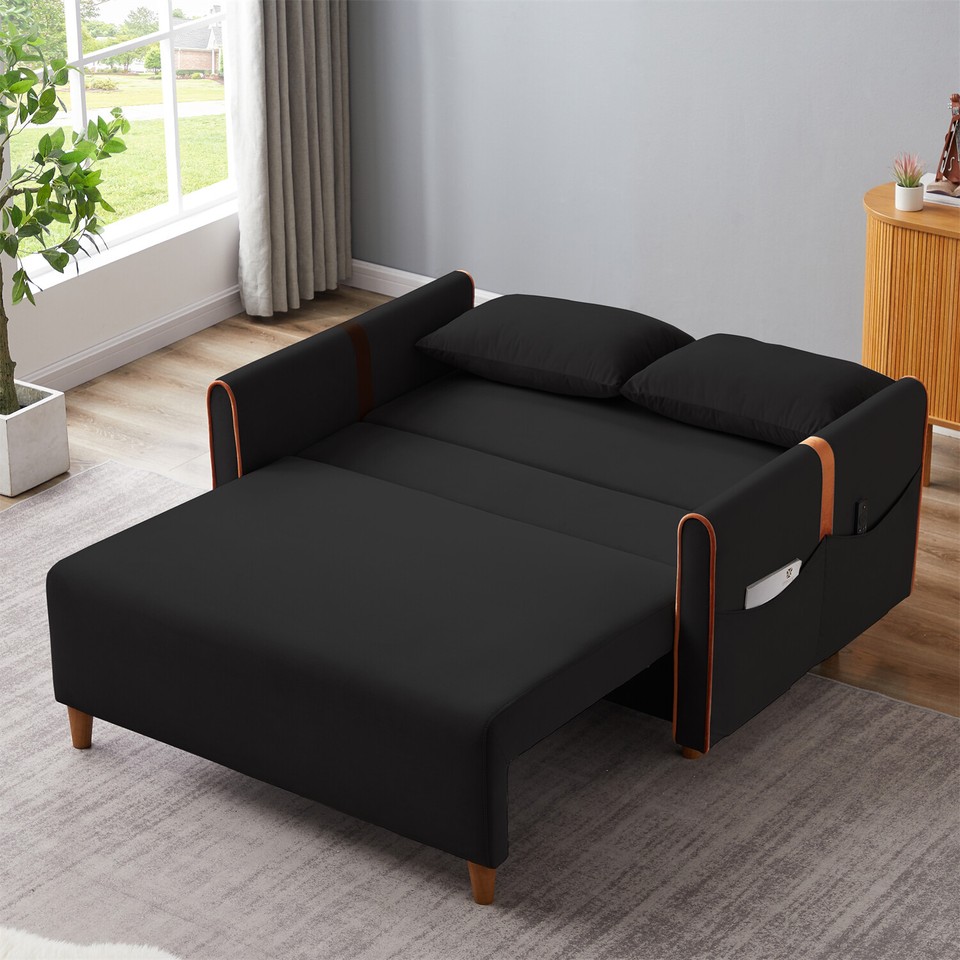 Modern Convertible Sleeper Sofa Bed Loveseat Sofa w/ PullOut Bed and
