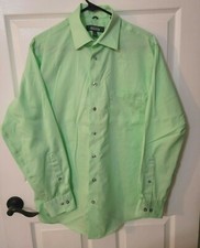 Kenneth Cole Reaction Mens Button Up Dress Shirt Regular Fit Green Medium
