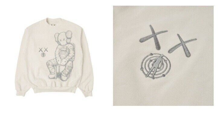KAWS for Kid Cudi Moon Man White Crewneck Sweatshirt, Size M KAWS for Kid Cudi Moon Man White Crewneck Sweatshirt, Size M