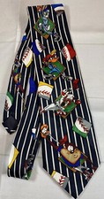 Vintage Looney Tunes Mania Neck Tie Baseball Bugs Bunny Taz Daffy Duck 1993