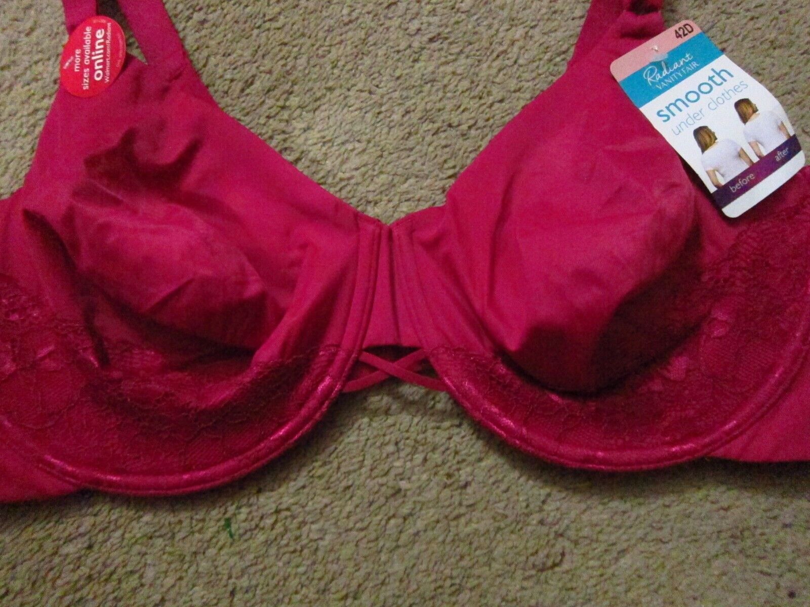 NWT- Vanity Fair Hot Pink Radiant Back Smoothing Underwire Bra Size 42D -  Helia Beer Co