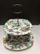 STAFFORDSHIRE CERAMICS 2 TIER TRAY SERVING  MIDWINTER STYLECRAFT Roses Birds
