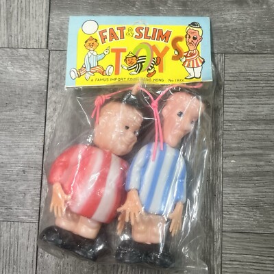 RARE Vintage Fat & Slim Laurel and Hardy Toy Figures NOS Dime Store Hong Kong