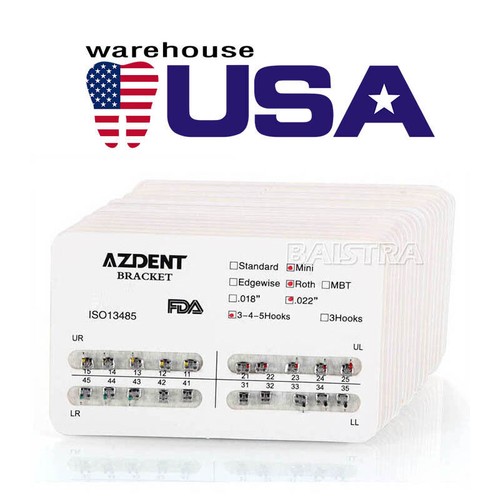 20 Kits AZDENT Dental Orthodontic Metal Brackets Braces Mini Roth 022 Hooks 345 - Picture 2 of 13