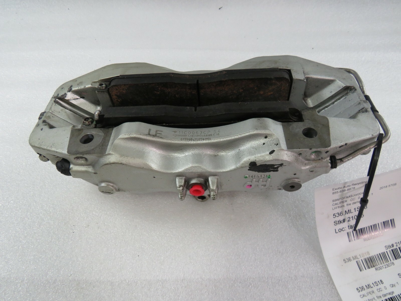 McLaren 570S, LH, Left, Front Brake Caliper, Silver, Used, Fire Dmg
