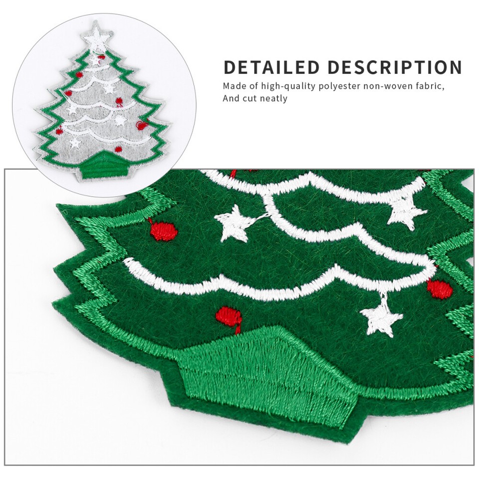 20 Pcs Christmas Patch Tree Applique Color Patches Sew on Clothes