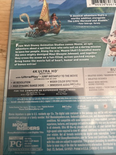 MOANA STEELBOOK BEST BUY DISNEY 100 YEARS OOP 4k (Blu Ray+Digital) NEW - Picture 4 of 7