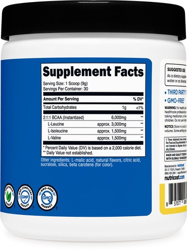 Nutricost BCAA 2:1:1 polvo (piña) 30 porciones - 6G por porción - Imagen 5 de 5