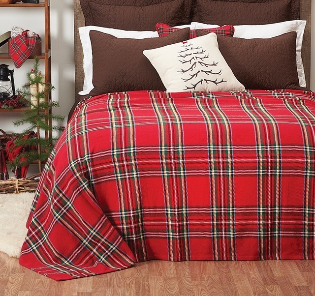 TARTAN RED PLAID 108x90 King BEDSPREAD ARLINGTON COTTON COUNTRY QUILT BLANKET eBay