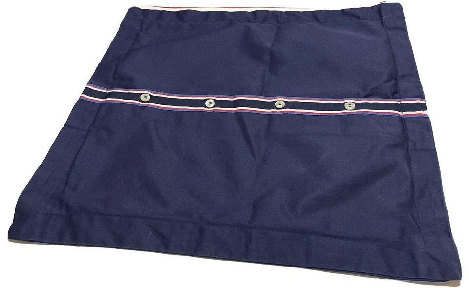 Juego de 2 fundas de almohada Tommy Hilfiger azul marino con logotipo de sarga bolsillo con botón 18X18, 18X13 Foto 2 de 4