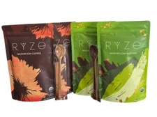 4 Pack Combo 2 Organic Mushroom Coffee 2 Mushroom Matcha w/2 Spoon 100%Authentic