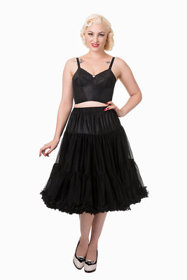 Schwarzer 50er Rockabilly Retro superweich 26 Zoll Petticoat Rock BANNED Apparel