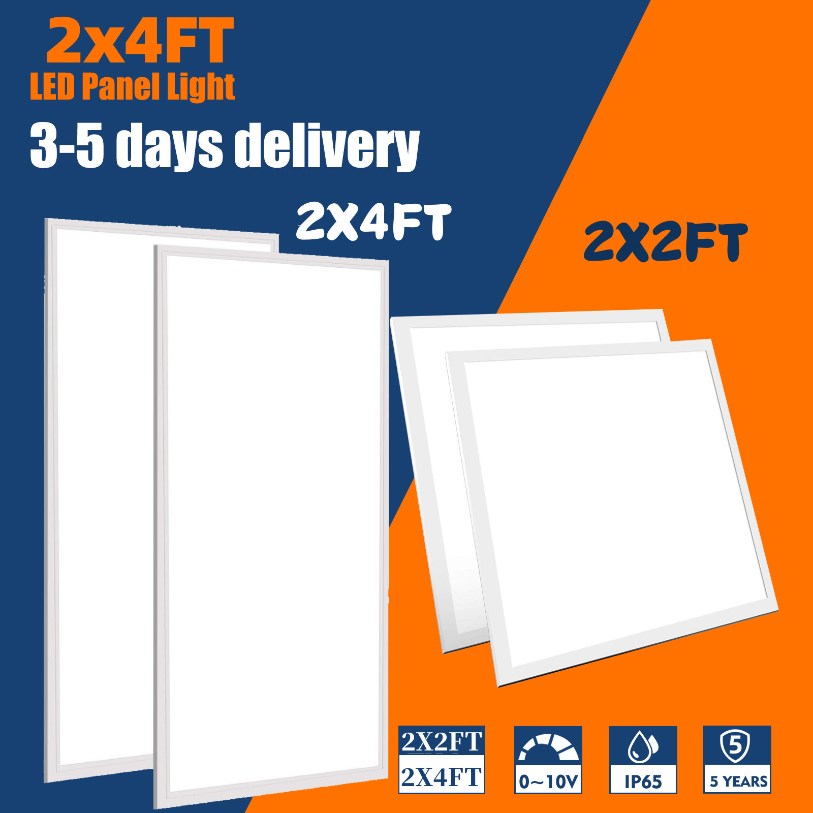 2x2 FT LED Panel Lights, 2x4 FT Recessed Edge-Lit Drop Ceiling Lights Fixture