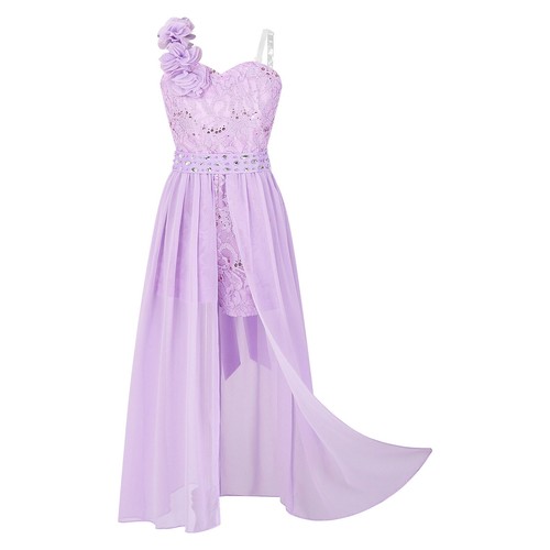 Kids Girls Sequin Pageant Prom Ball Gowns High Low Chiffon Wedding Party Dress - Picture 70 of 78