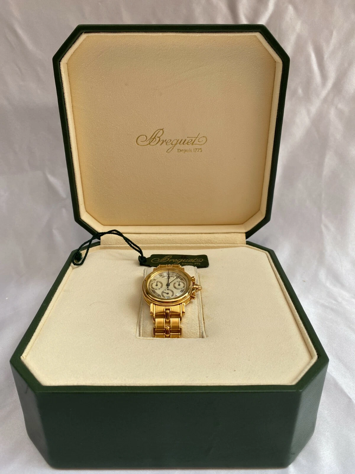 Breguet — MAGNIFICENT BREGUET VERY FINE MARINE CHRONOGRAPH 18K GOLD WATCH WITH BOX