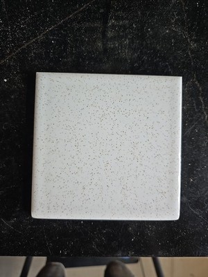 Vintage Florida Tile NOS 4 3/8'' White W/gold Specks Self Spacing Bullnose Tile
