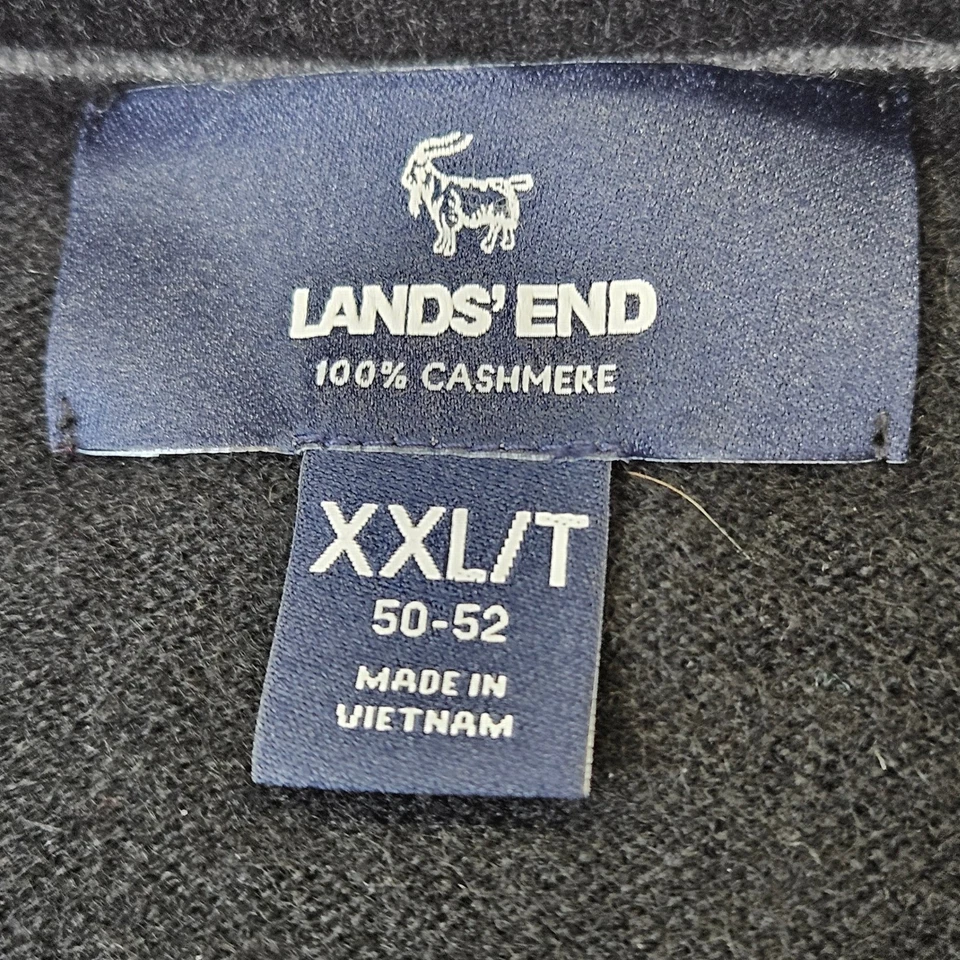 Lands End Men's XXL Tall 100% Cashmere Crewneck Sweater Black Preppy Old Money - Image 2 of 4