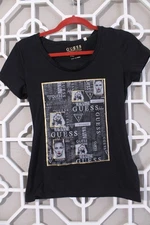 Guess T Shirt Womens S Black Gold Logo Top Casual Graphic Comfort Organic Cotton