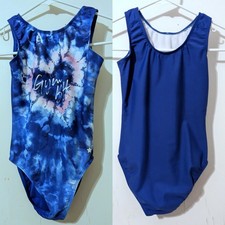 Destira Gymnastics Leotard Flip Side Tie Dye Printed Blue Purple Pink Size CM
