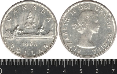 Canada: 1960 One Dollar QEII silver $1. Lustrous UNC