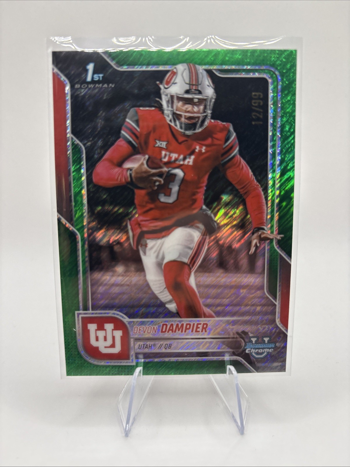 Devon Dampier 2025 Bowman U Chrome 1st Green Shimmer Refractor /99 Rookie #3 RC