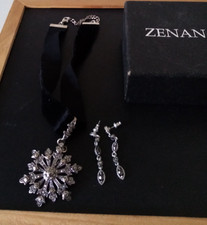 ZENANA BOXED 925 SILVER NECKLACE & EARRINGS SET, 7"LONG NECKLACE, 1.5"EARRINGS